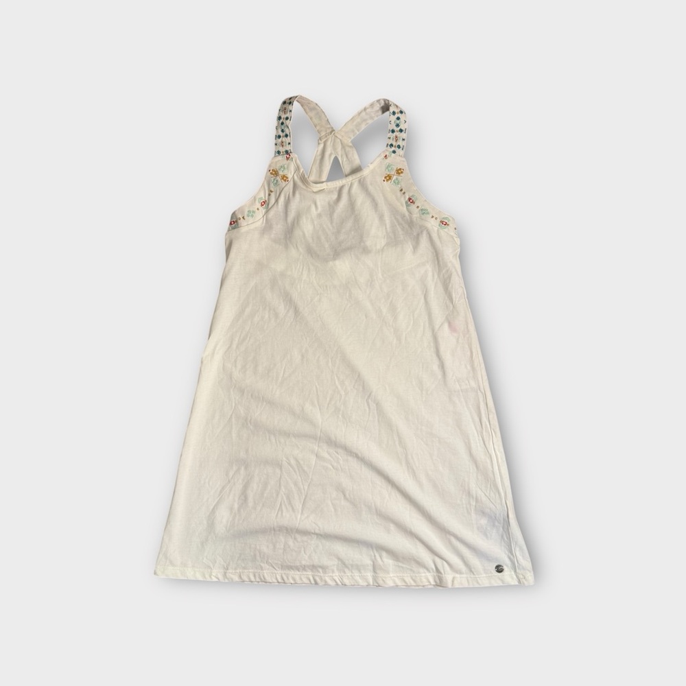 Roxy White Embroidered Trim Racer Back White Summer Dress